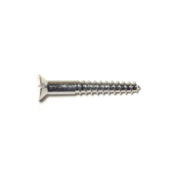 Midwest Fastener Wood Screw, #6, 1 in, Zinc Plated Steel Flat Head Slotted Drive, 72 PK 61885 - main
